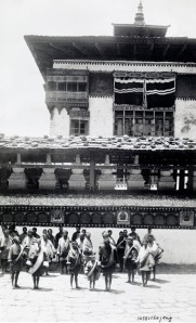 The dzong in Thimphu looks much like this photograph from 100 years ago.