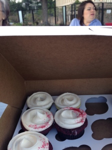 Kayce and the cupcakes, donated by Big Sugar bakery